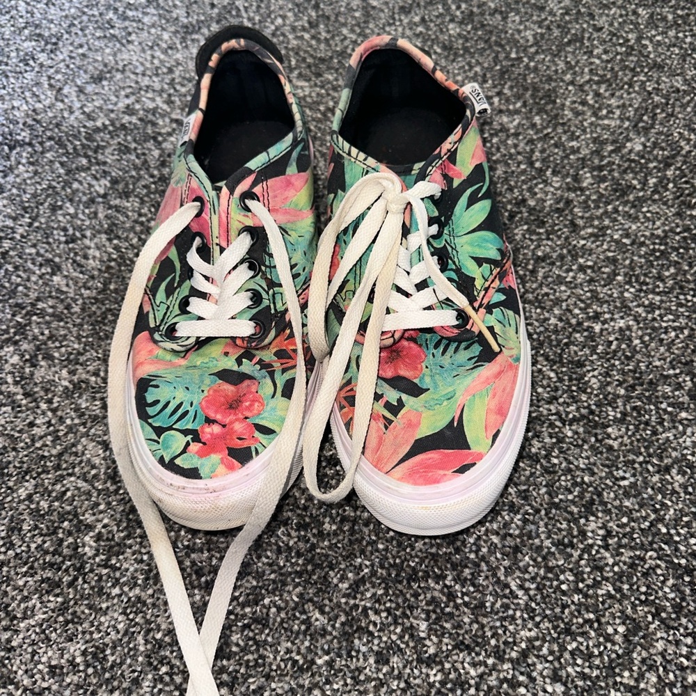 Vans Pink and Green Tropical Print Sneakers